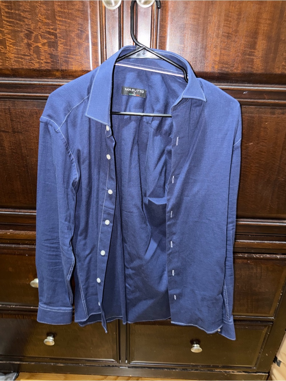 Men’s Navy Blue Dress Shirt - Classic Button-Up